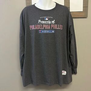 Authentic Majestic Heather Grey Philadelphia Phillies Long Sleeve T-Shirt- 2XL